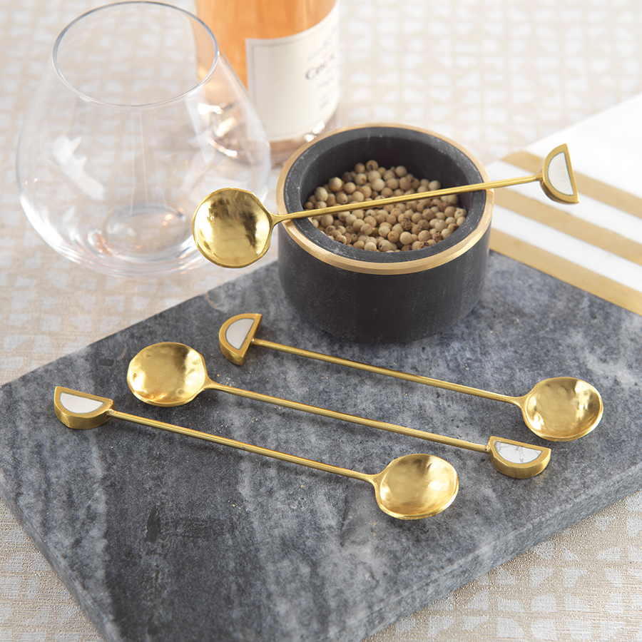 Small White and Gold Tea Spoons