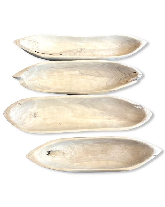 Bleached Long Oval Bowl