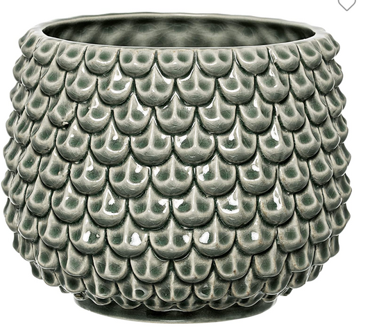 Textured Stoneware Flower Pot
