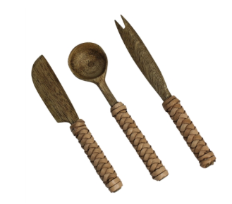 Natural Leather Handle Serving Pieces