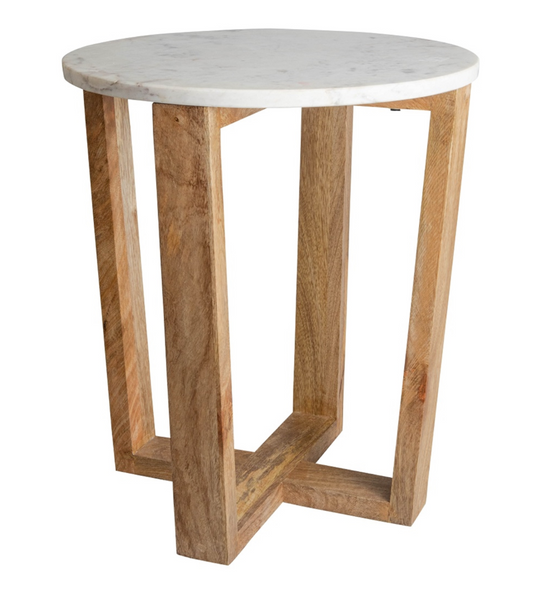 Mango Wood & Marble Table
