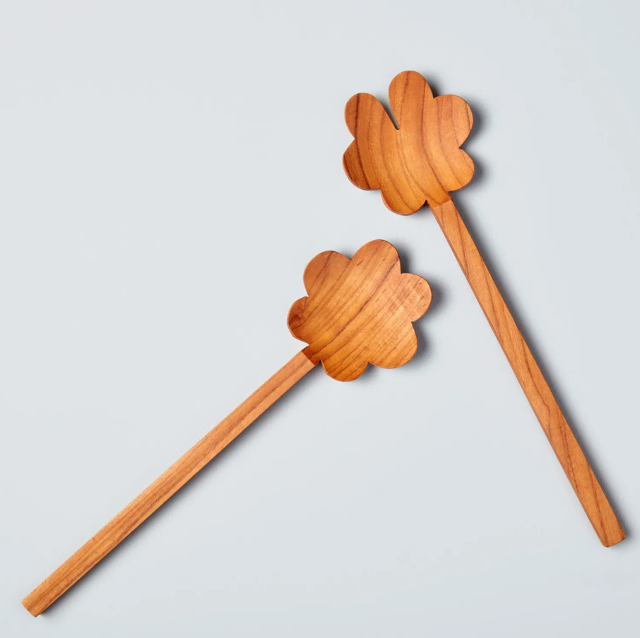 Teak Flower Serving Set