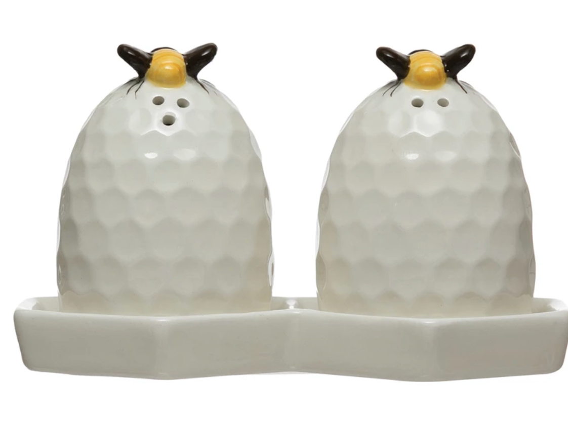 Salt and Pepper Shakers with Plate