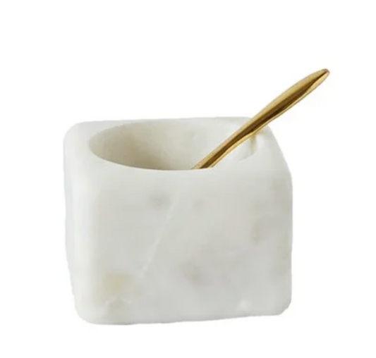 Marble Pinch Pot with Brass Spoon