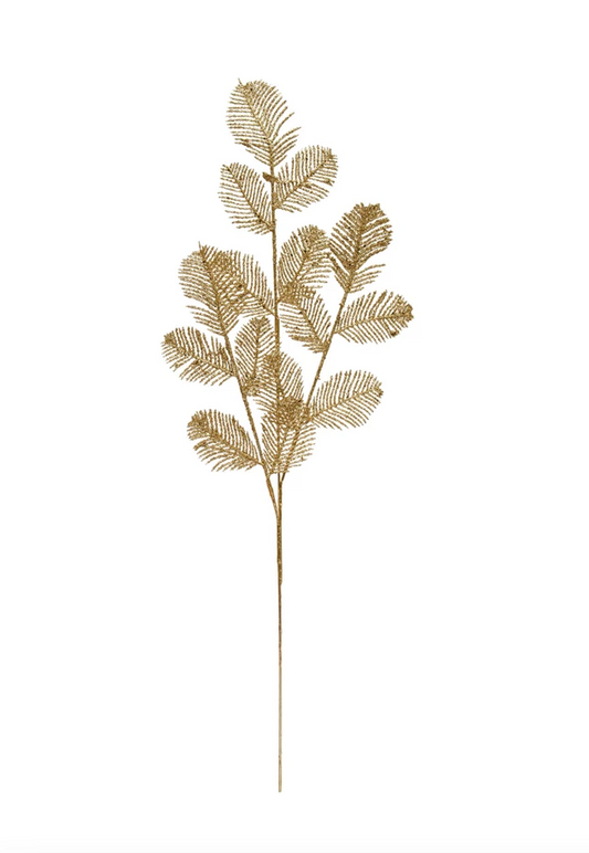 28" Faux Leaf Spray with Glitter