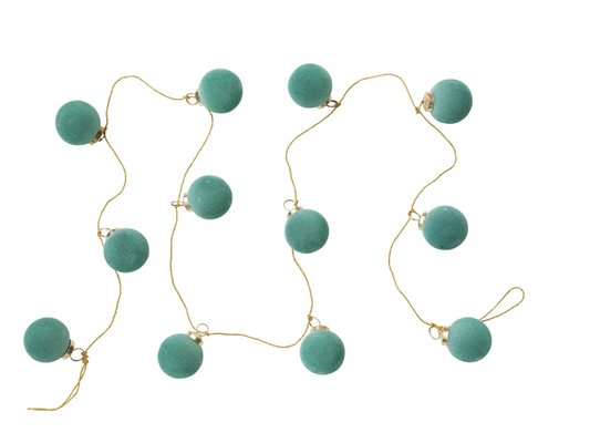 72" Flocked Glass Ball Ornament Garland