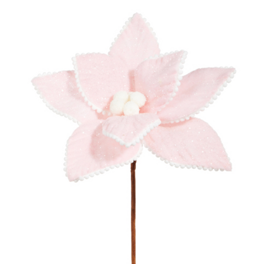 13" Pink Poinsettia Pick