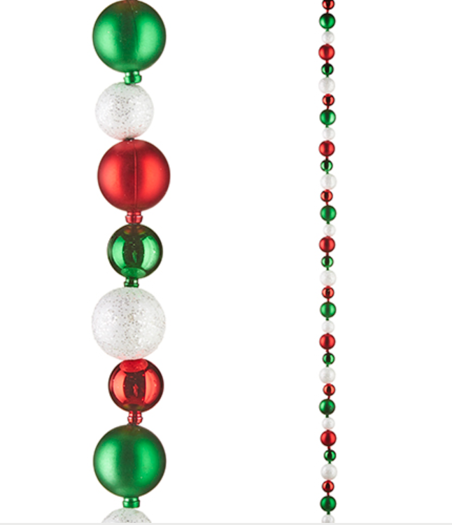 6' Red, Green and White Ball Garland