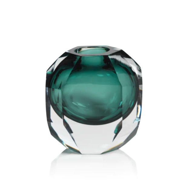 Aman Emerald Cut Glass Vase