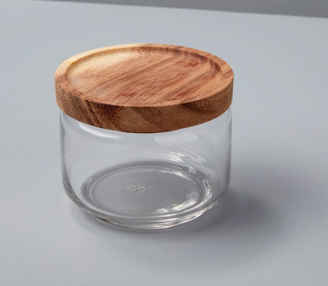 Glass and Acacia Wood Canister