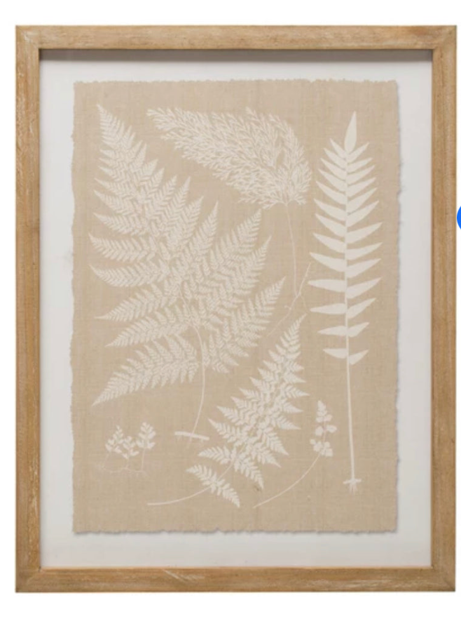 Wood Framed Wall Décor with Fern Fronds