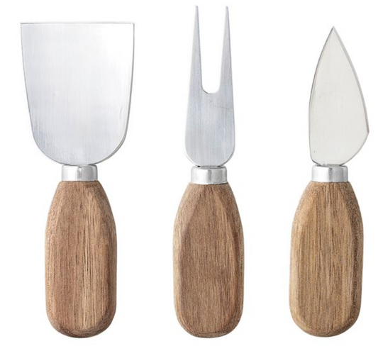Stainless Steel & Acacia Wood Cheese Utensils