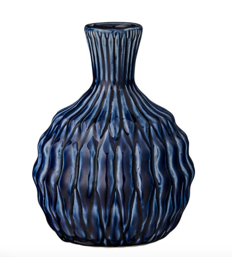 Navy Stoneware Vase