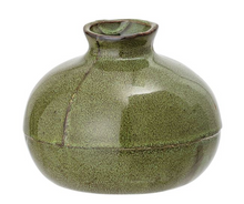 Load image into Gallery viewer, Green Round Stoneware Vase
