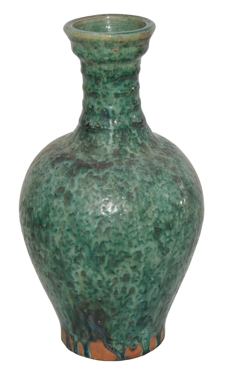 Speckled Green Ridged Vase