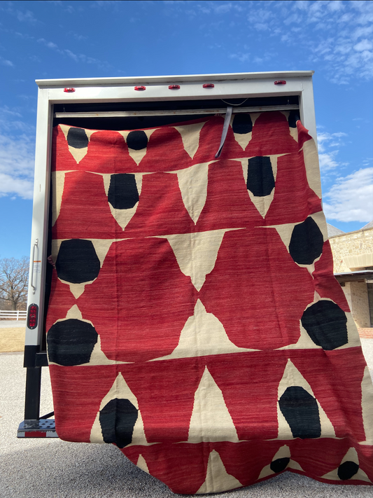 Red and Black Modern Kilim Rug