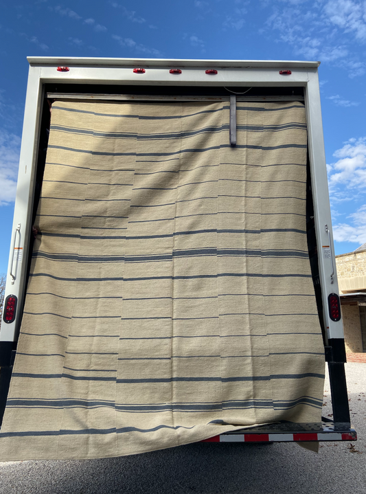 Ivory and Blue Modern Kilim Rug