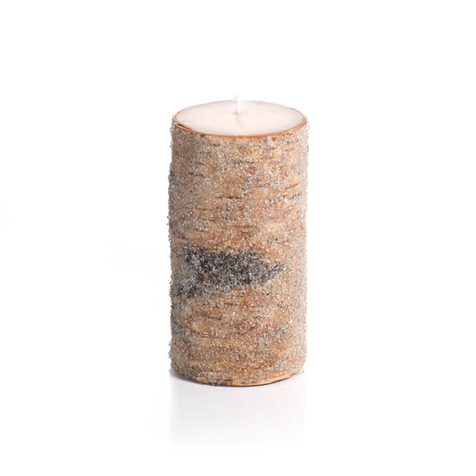 North Star Frosted Bead Birchwood Candle