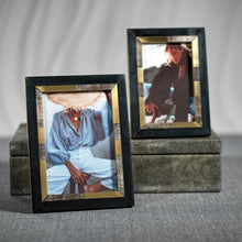 Load image into Gallery viewer, Black Chiseled Horn &amp; Brass Photo Frame
