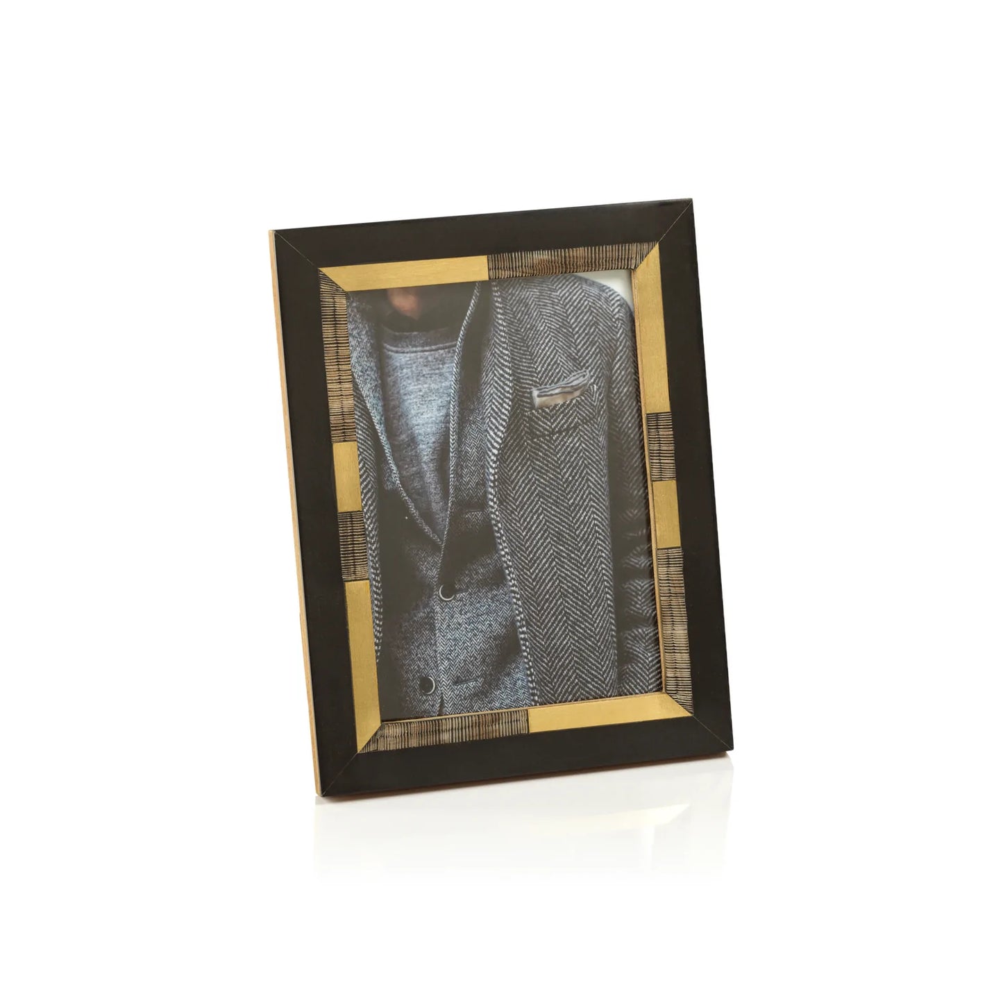 Black Chiseled Horn & Brass Photo Frame