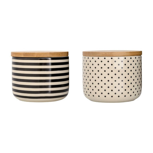 Stoneware Jar w/ Wood Lid