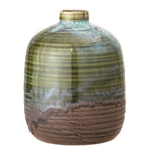 Load image into Gallery viewer, Green Round Stoneware Vase
