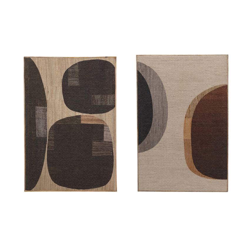 Mango Wood Framed Fabric Wall Decor with Abstract Print