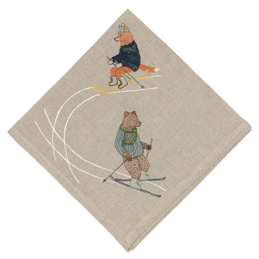 Downhill Skiers Dinner Napkin