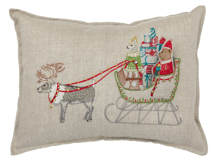 コーラルアンドタスク　クッション　クリスマス　Santa's Sleigh Santa's Sleigh Pocket Pillow – TA Lorton