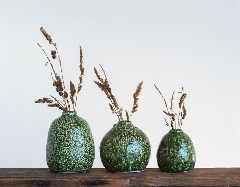Distressed Green Terra-cotta Vases