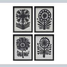 Load image into Gallery viewer, Wood Framed Glass Wall Décor w/ Abstract Flower
