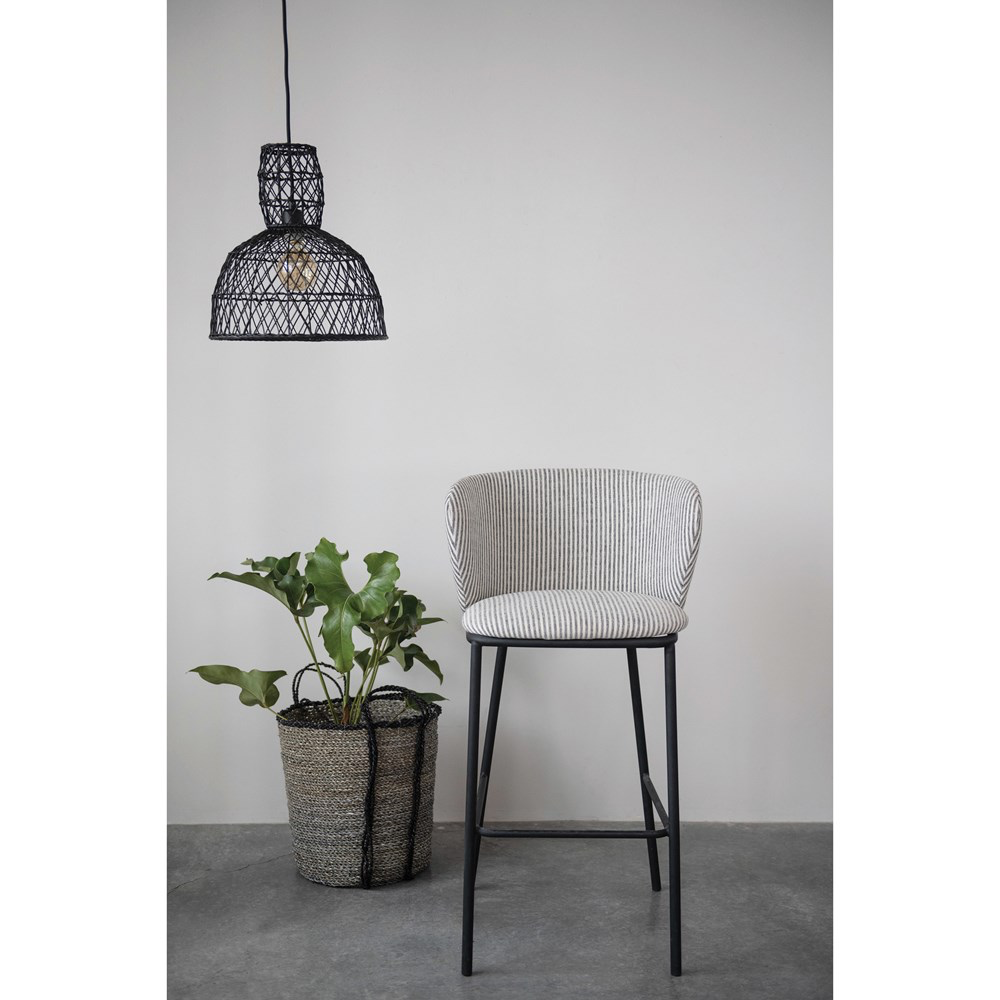 Fabric Upholstered Striped Bar Stool