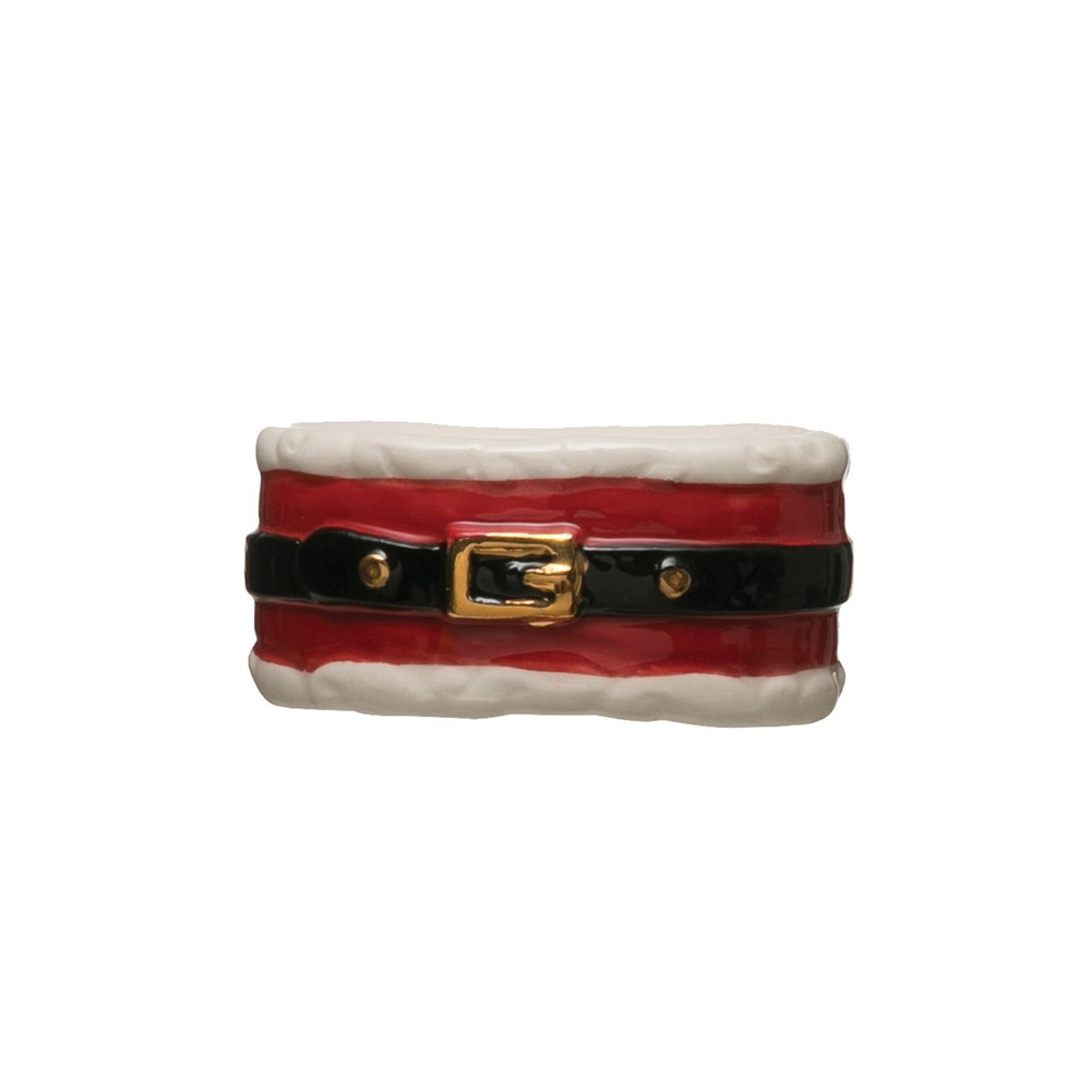 Stoneware Santa Belt Napkin Ring