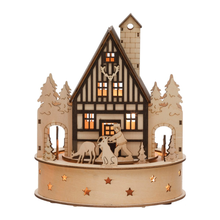 Load image into Gallery viewer, Wood Laser Cut Lodge w/ Rotating Deer
