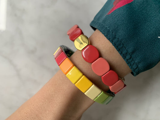 Rainbow Square Block Tile Bracelet