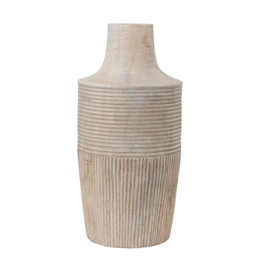 Decorative Hand-Carved Mango Wood Vase