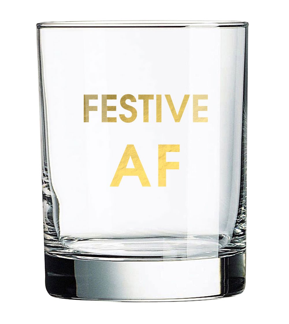 Holiday Gold Foil Rock Glasses