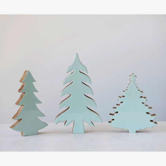 Enameled Mango Wood Christmas Tree