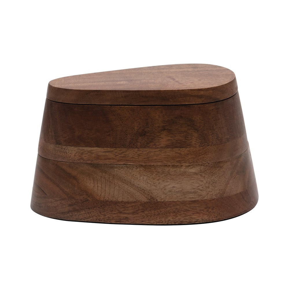 Acacia Wood 2-Tier Salt & Pepper Dish with Lid
