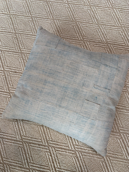 Faded Indigo Patched Pillow