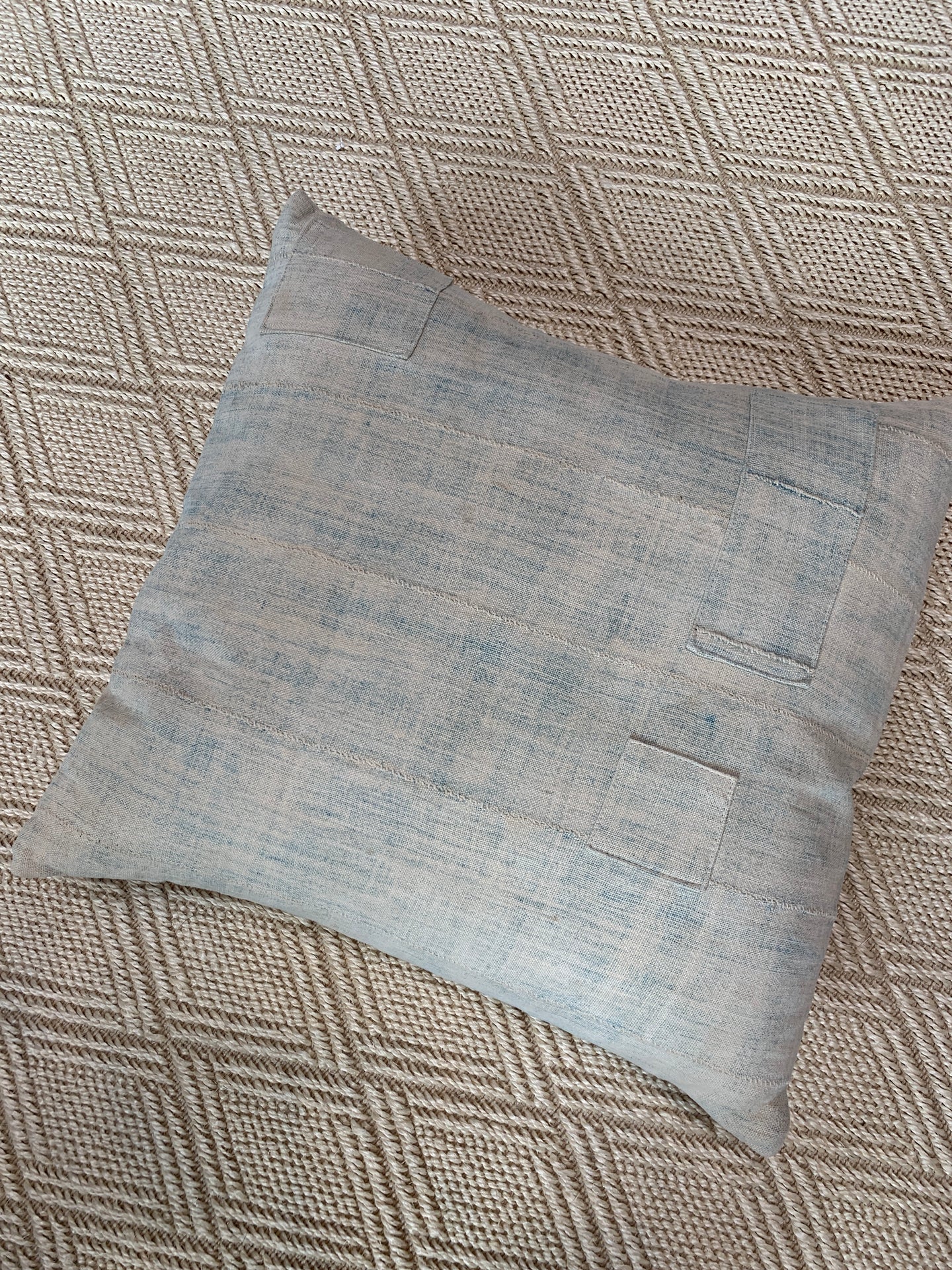 Faded Indigo Patched Pillow