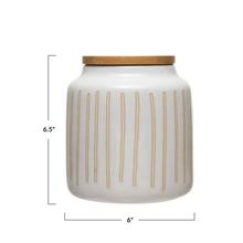 Load image into Gallery viewer, Stoneware Canister With Debossed lines
