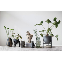 Load image into Gallery viewer, Hand Painted Terra-cotta planter with Black Design
