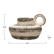 Load image into Gallery viewer, Stoneware Taper Holder with Stripes &amp; Handel
