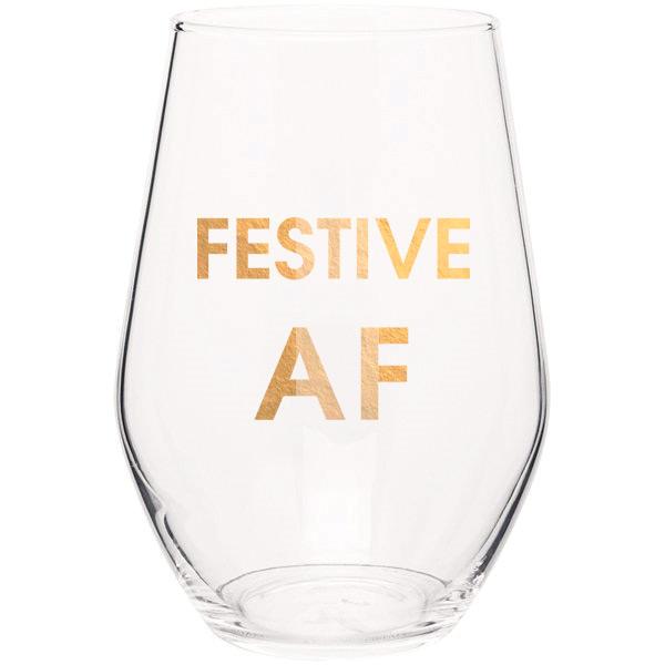 Holiday Gold Foil Wine Glasses