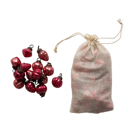 Embossed Mercury Glass Ornaments in Organza Bag