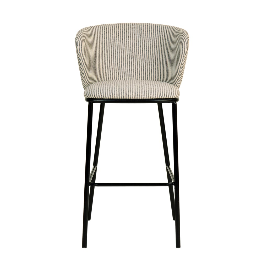 Fabric Upholstered Striped Bar Stool