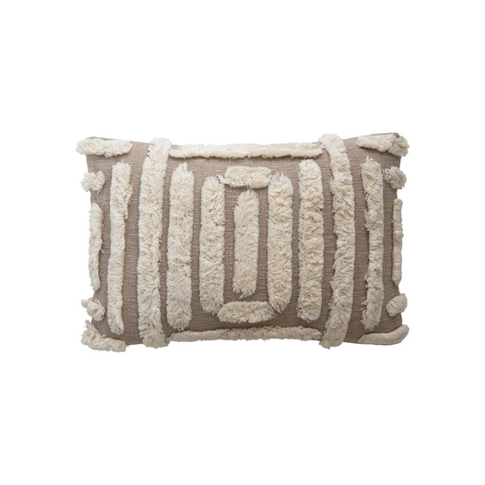 24"L x 16"H Woven Cotton Lumbar  Pillow