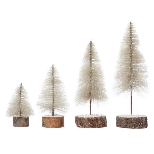 Fabric String Trees w/ Wood Slice Bases