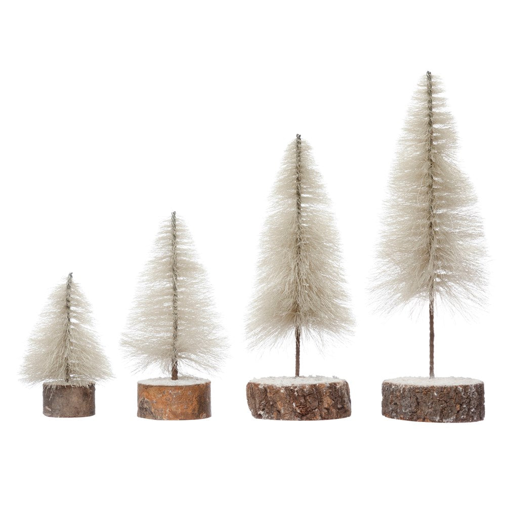 Fabric String Trees w/ Wood Slice Bases